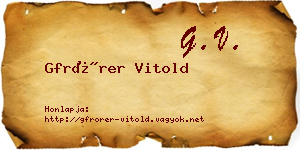 Gfrörer Vitold névjegykártya